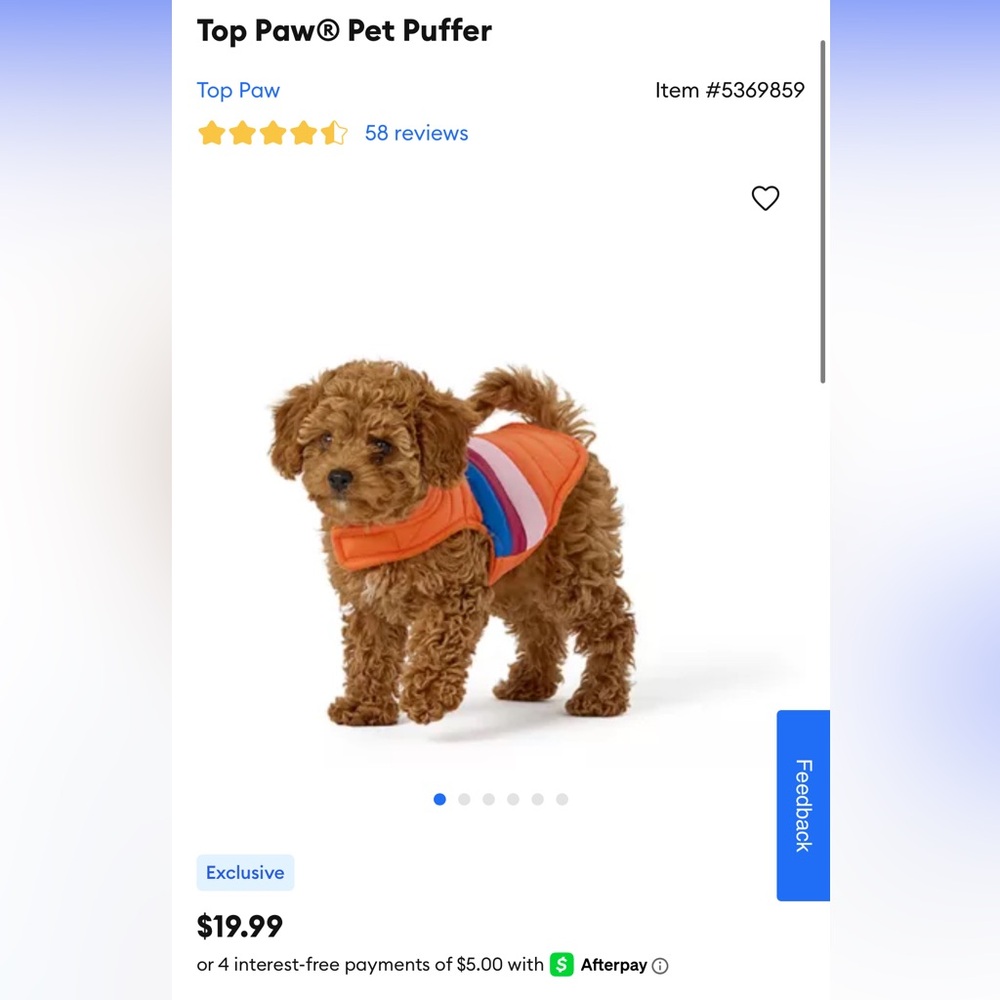 Top Paw Dog Puffer Jacket - Picture 6 of 7